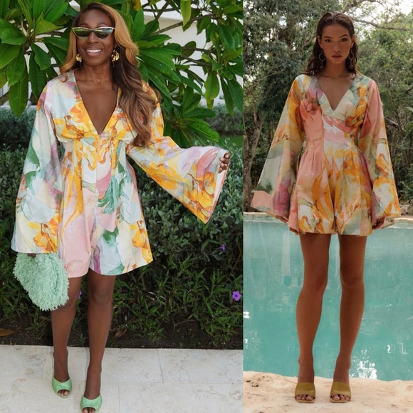 Andrea Iyamah Pants - Andrea Iyamah Pana Printed Corset Romper Multicolor NEW with tags